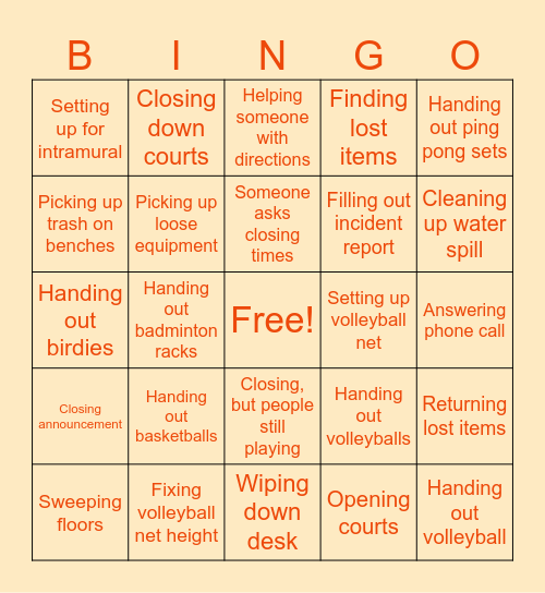 3rd Floor Courts Bingo Card
