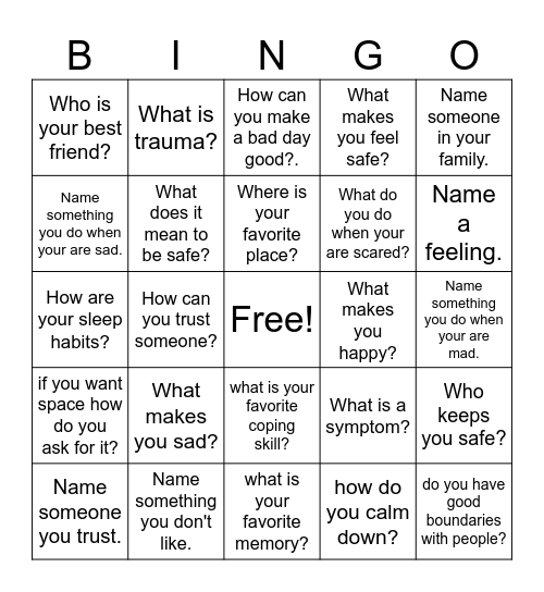 Young Child Psych-Ed 1 Bingo Card