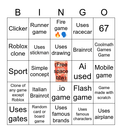 Crazy Games Bingo Card
