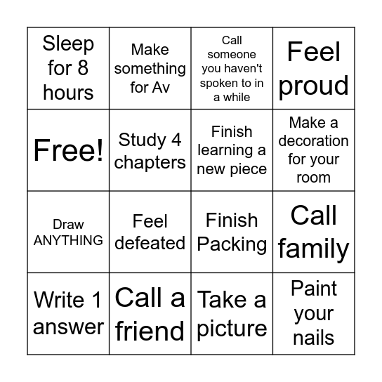 18/3/2026-27/3/2026 Bingo Card