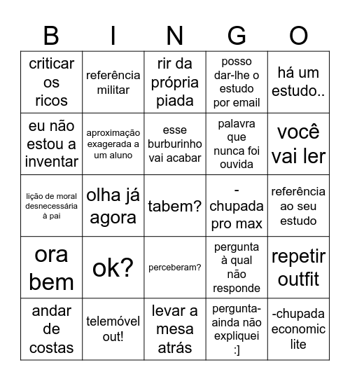 BINGO LIDERANÇA Bingo Card
