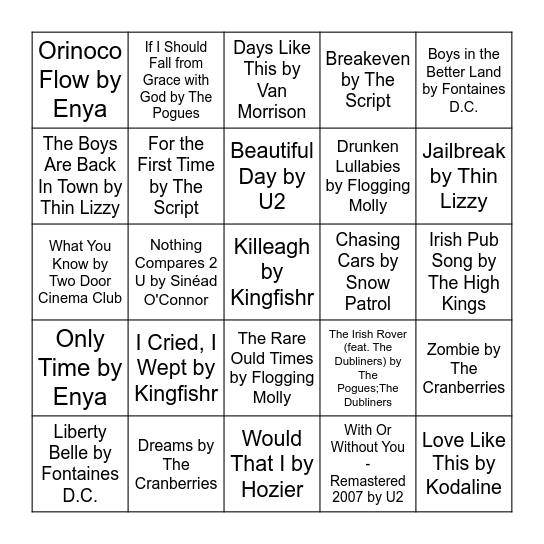 Everyone's a Little Irish (On St. Paddy's) Bingo Card