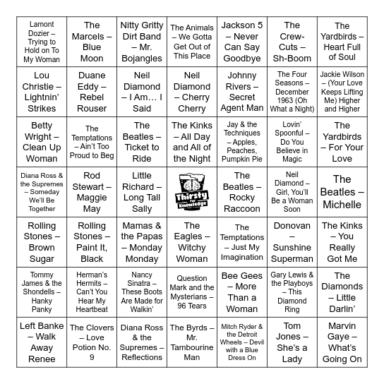 Thirsty For Knowledge Music Bingo Card