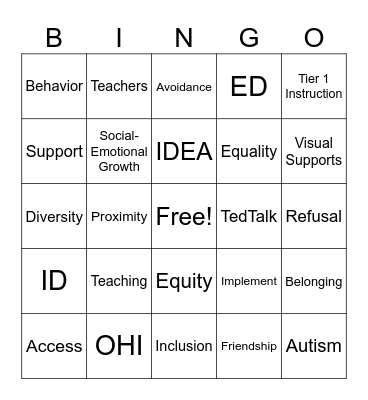 Staff Meeting BINGO Card