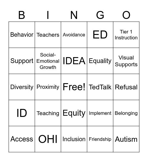 Staff Meeting BINGO Card