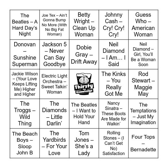 Thirsty For Knowledge Music Bingo Card