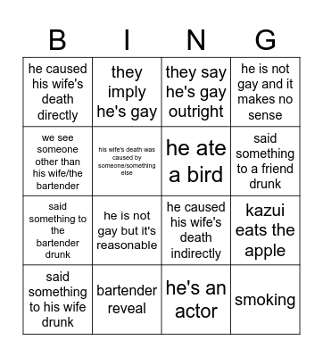 kazui trial Bingo Card