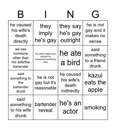 kazui trial Bingo Card