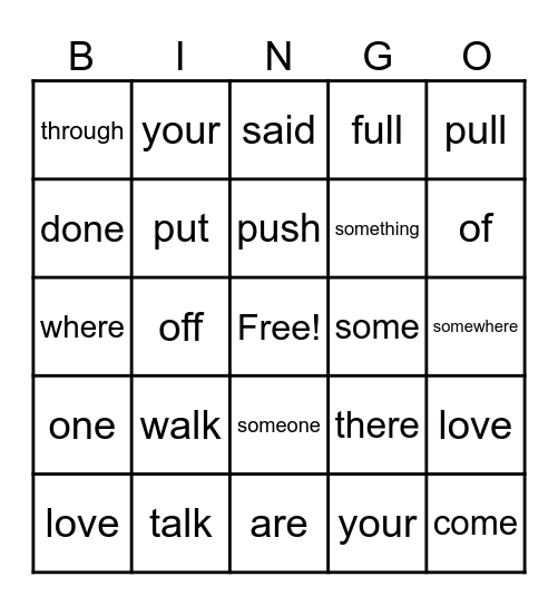 Level 2 SPIRE SIGHT WORDS Bingo Card