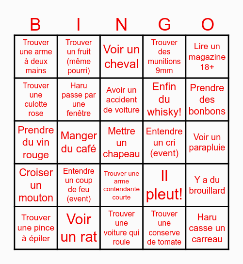 Project Bingoïde Bingo Card