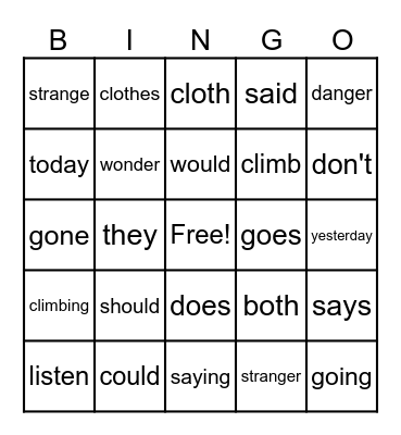 Level 3 Spire  SIGHT WORDS Bingo Card