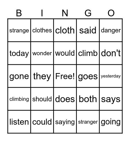 Level 3 Spire  SIGHT WORDS Bingo Card