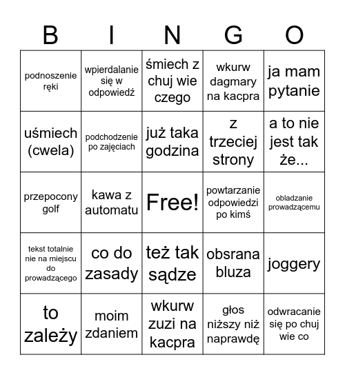 cwel bingo Card