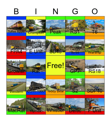 Diesel Engines that I would like to paint one day Bingo Card