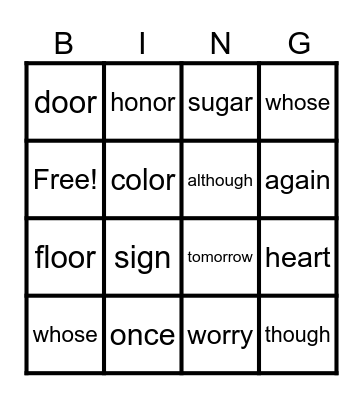 Level 5 SPIRE Sight Words Bingo Card
