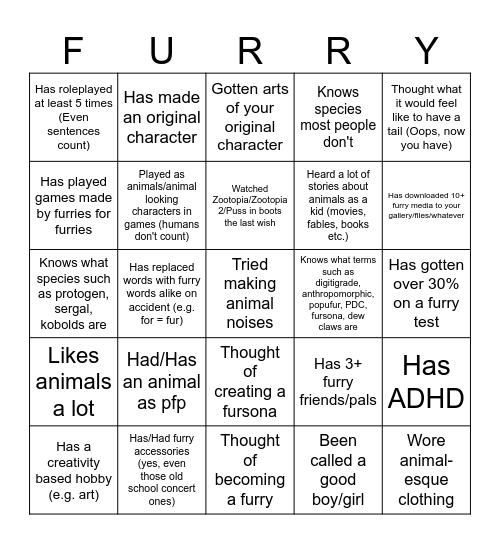 I know what you are. Bingo Card