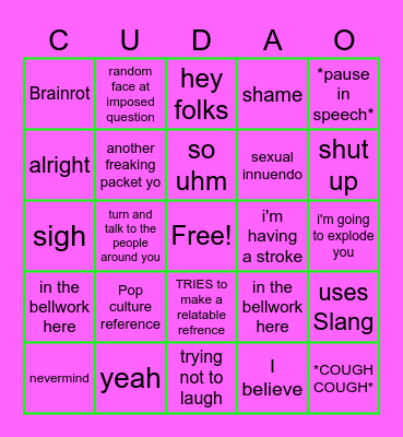 rahh Bingo Card