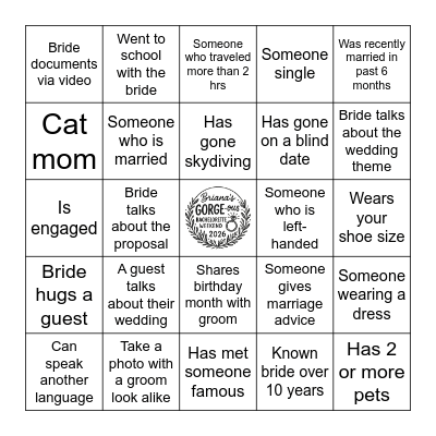 Briana's GORGE-ous Bachelorette BINGO Card
