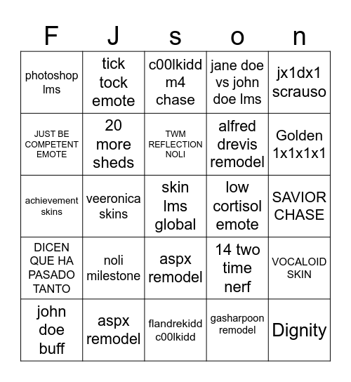 MY HAIR WONT BE FORSAKEN Bingo Card