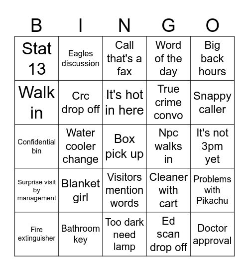 Office Bingo Week 1 Bingo Card