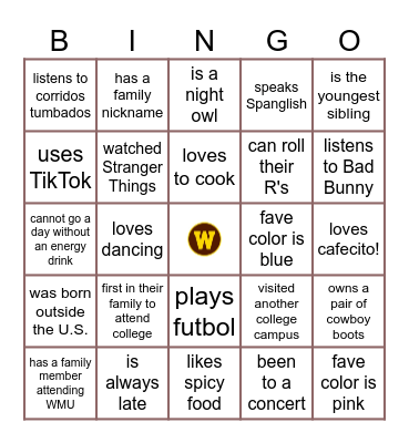 Human Bingo Card