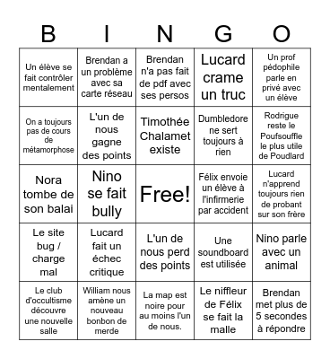 Bingo Jdr Harry Potter Bingo Card