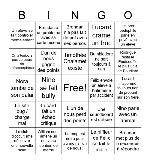 Bingo Jdr Harry Potter Bingo Card