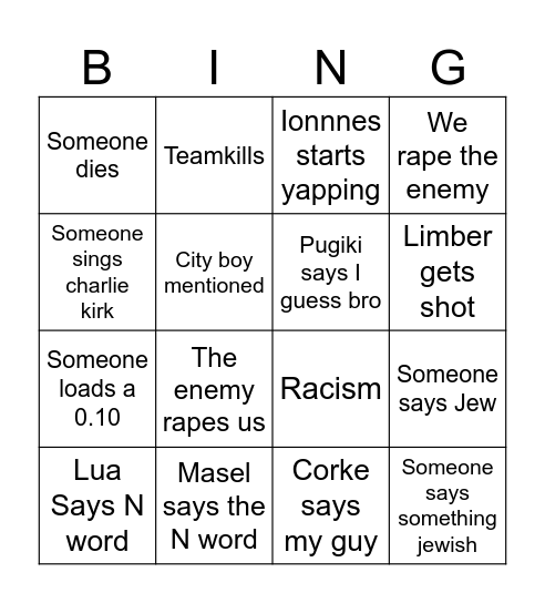 Shots shots shots shots shots shtos Bingo Card
