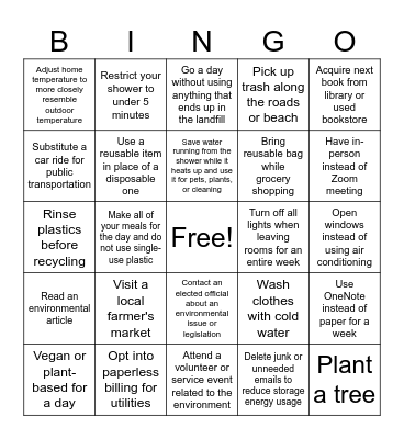 Green Team 2026 Challenge Bingo Card