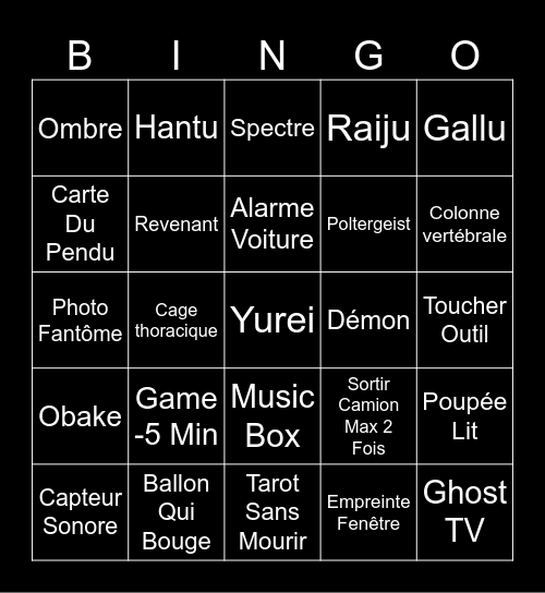 Bingo Phasmo Tanglewood Bingo Card
