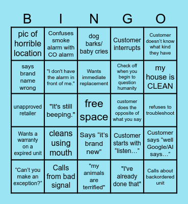Coworker AND customer BINGO Card