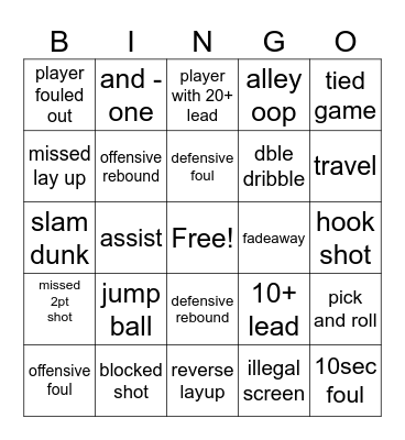 March Madness Basketball Bingo Card