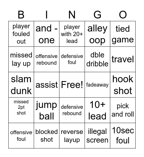 March Madness Basketball Bingo Card