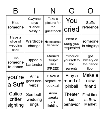 Wedding Bingo Card