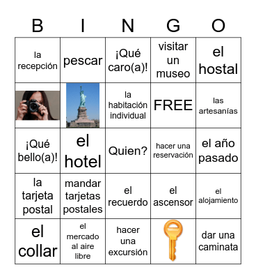 Español 2 - U1L2 Vocab (vacaciones) Bingo Card