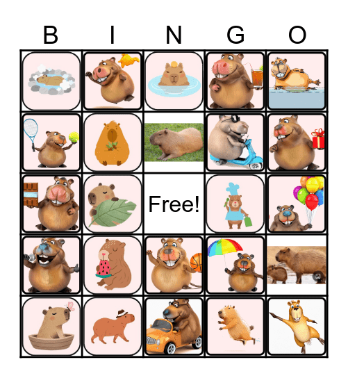 Capybara Bingo Card