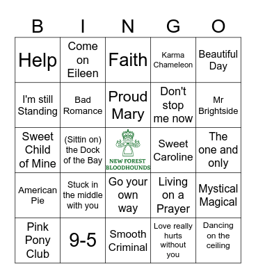 Jukebox Bingo Card