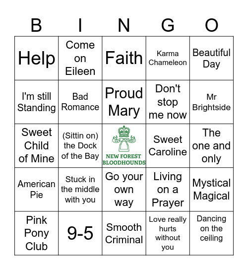 Jukebox Bingo Card
