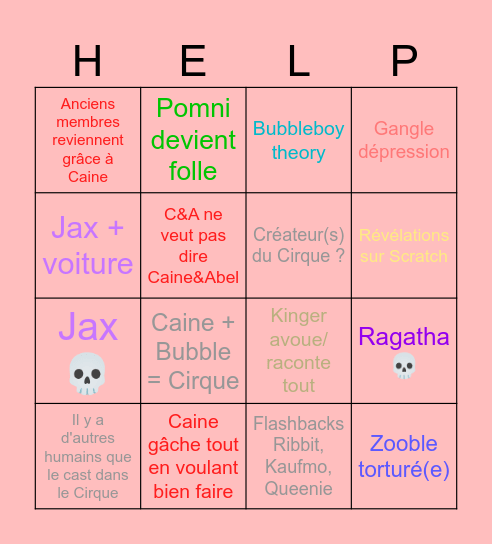 TADC ep 8 Bingo Card