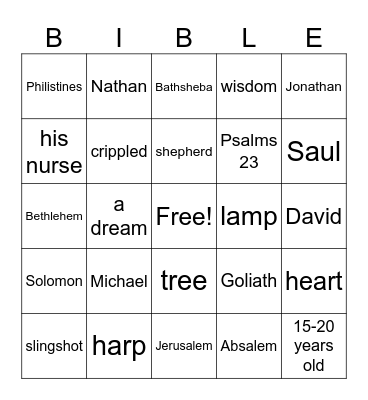The First 3 Kings of Israel Bingo Card