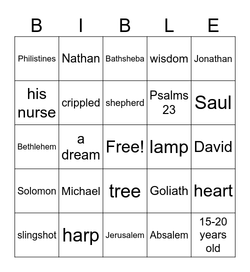 The First 3 Kings of Israel Bingo Card
