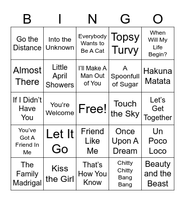 Disney Movies! Bingo Card