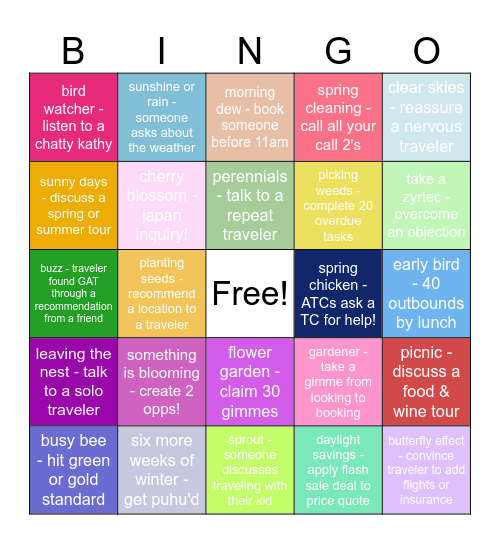 GAT Indies Spring Bingo Card