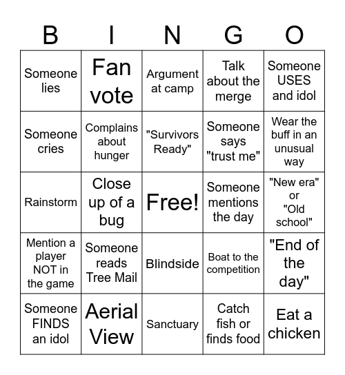 Survivor 50 Episode 4 Bingo Card