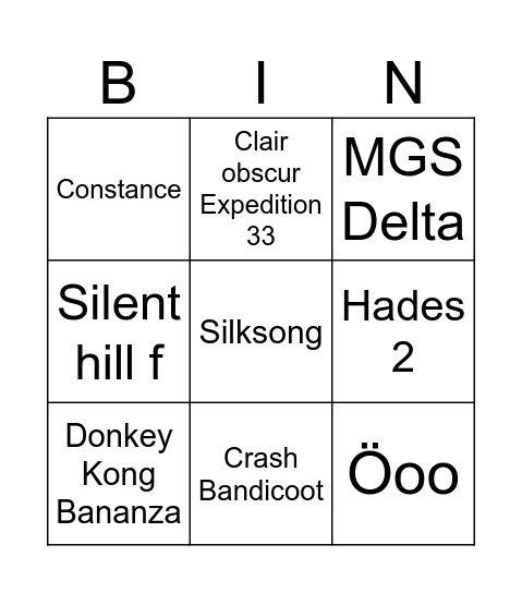 Speedons 2026 Bingo Card