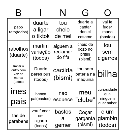 bingo liambados Bingo Card