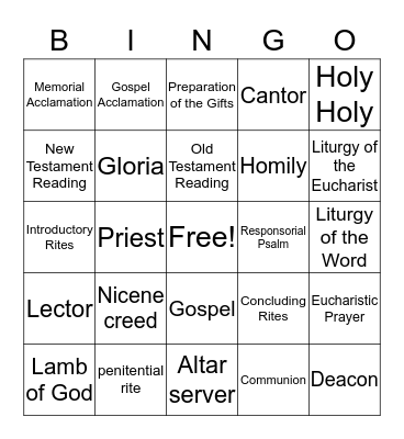 order of the mass bingo Card