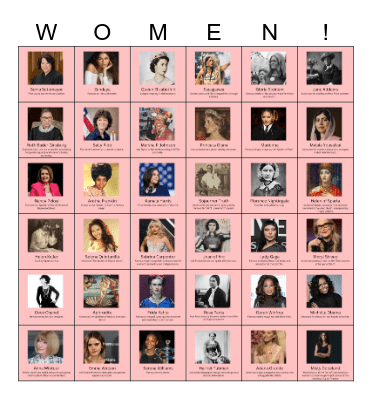 Women's History Bingo Card