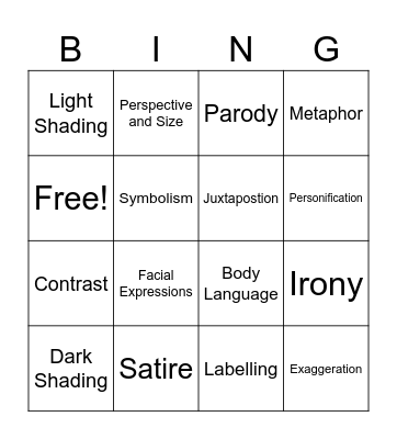 Political Cartoons Bingo Card