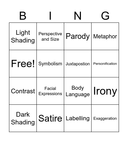 Political Cartoons Bingo Card
